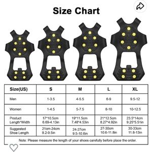 NWT and in Bag UZOPI ICE and Snow Grip Over Shoe Anti-Slip Crampons, Size Medium